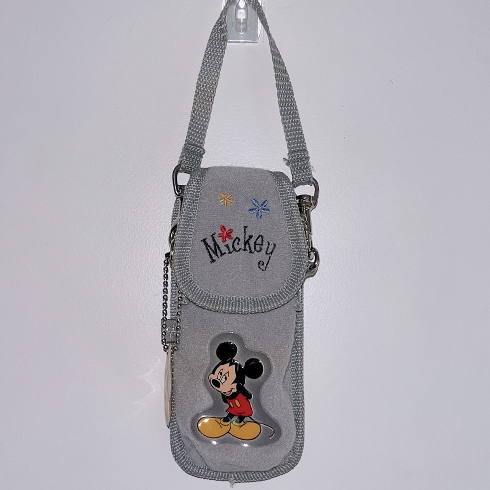 Vintage Mickey Mouse Walt Disney World phone lipstick 6” carry case strap belt